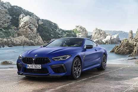 BMW, BMW M8, BMW M8 Competition, Blue Car, Car, Coupé, Grand Tourer, Sport Car, Vehicle, HD tapet HD wallpaper