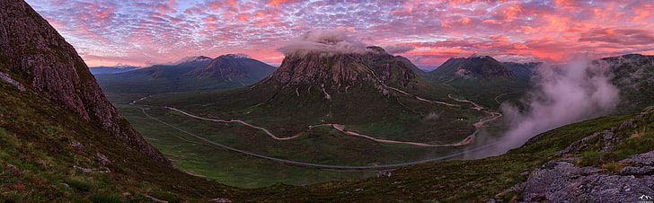 Places To Visit Around The World, rocky mountainj, Europe, United Kingdom, Sunrise, View, Travel, Nature, Beautiful, Landscape, Scenery, Mountain, Scene, Dawn, Photography, Scotland, Outdoor, Wilderness, Highlands, Panoramic, Photo, panorama, Vacation, Scottish, places, visit, viewpoint, canon6d, buachailleetivemor, glencoe, buachailleetivebeag, Buachaille Etive Beag, Buachaille Etive Mor, HD wallpaper