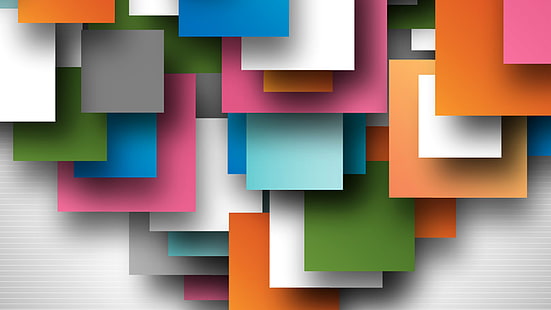 illustration de boîtes 3D multicolores, peinture, couleur, volume, carré, calque, Fond d'écran HD HD wallpaper