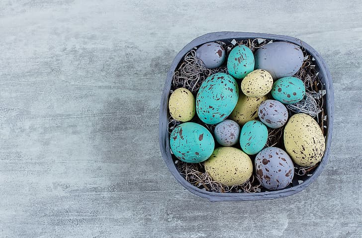 eggs, Easter, basket, decoration, HD wallpaper