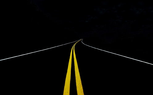 black and yellow road graphics, line, background, minimalism, HD wallpaper HD wallpaper