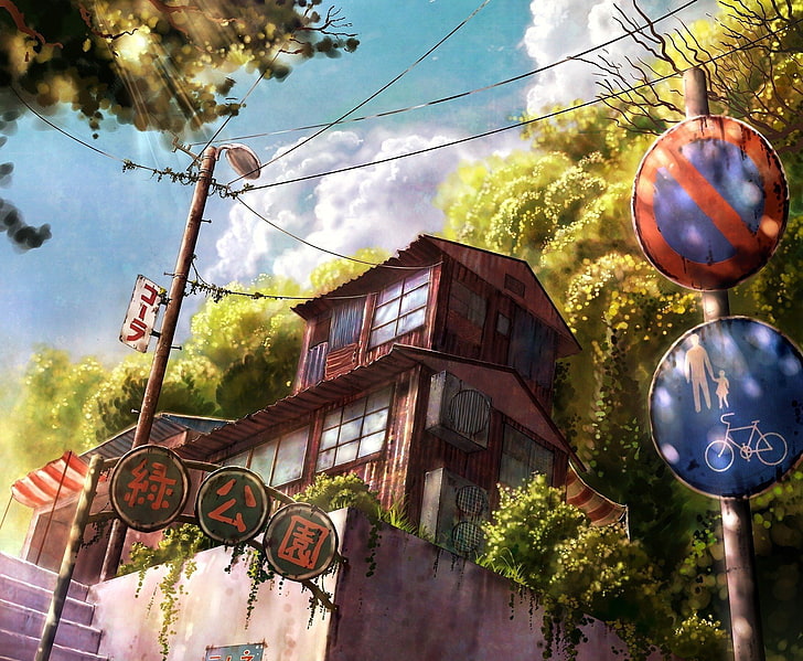 anime, house, old, scan, HD wallpaper