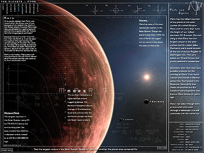 火星の惑星チャート、インフォグラフィック、惑星、火星、 HDデスクトップの壁紙 HD wallpaper
