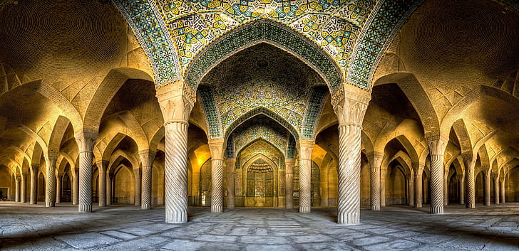 ภูมิทัศน์มัสยิดสถาปัตยกรรมภาพพาโนรามาอิสลามเมืองอิหร่าน, วอลล์เปเปอร์ HD