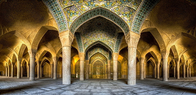 ภูมิทัศน์มัสยิดสถาปัตยกรรมภาพพาโนรามาอิสลามเมืองอิหร่าน, วอลล์เปเปอร์ HD HD wallpaper
