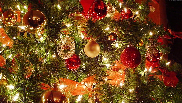 decoración, bola de navidad, iluminar, celebración, evento, pino, conífera, día de navidad, árbol, abeto, guirnaldas, fiesta, tradición, abeto, árbol de hoja perenne, árbol de navidad, adornos navideños, navidad, decoración navideña, luces de navidad, Fondo de pantalla HD