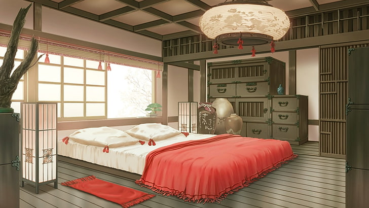 Anime, Dramatischer Mord, Schlafzimmer, HD-Hintergrundbild