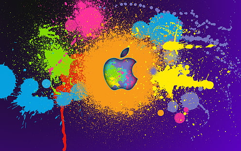 Apple Colorful Paint วอลเปเปอร์โลโก้ Apple คอมพิวเตอร์ Apple คอมพิวเตอร์สีสันสดใส, วอลล์เปเปอร์ HD HD wallpaper