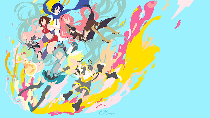 Anime, Vocaloid, GUMI (Vocaloid), Hatsune Miku, Kaito (Vocaloid), Len Kagamine, Luka Megurine, Meiko (Vocaloid), Minimalist, Rin Kagamine, HD wallpaper