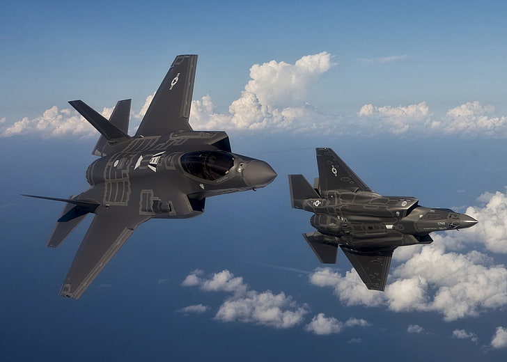 UNITED STATES AIR FORCE, F-35, In the air, The two fighters, Unobtrusive, The fifth generation fighter, HD wallpaper