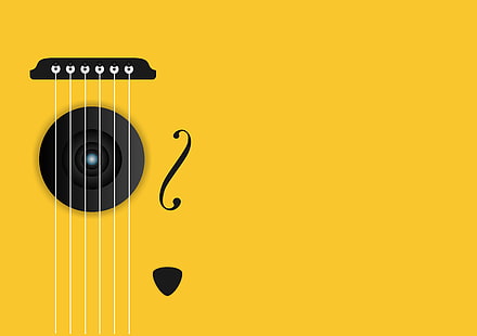 Musik, Künstlerisch, Kunstwerk, Gitarre, Minimalistisch, Gelb, HD-Hintergrundbild HD wallpaper