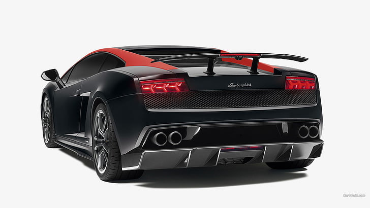 czarno-czerwony wzmacniacz samochodowy, Lamborghini Gallardo, czarne samochody, samochód, pojazd, Lamborghini, Super Car, Tapety HD