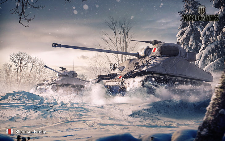 Ilustración de tres tanques grises, Sherman firefly, wargaming, World of Tanks, tanque, Fondo de pantalla HD