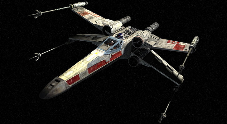 X-wing, red and gray spaceship illustration, Games, Star Wars, space, xwing, fighter, jedi, HD wallpaper
