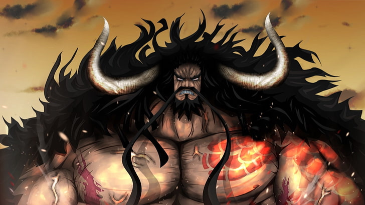 one piece, kaidou, horns, angry, Anime, HD wallpaper