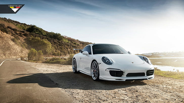 Porsche 911 carrera s Porsche carrera 4 coche coches blancos playa, Fondo de pantalla HD
