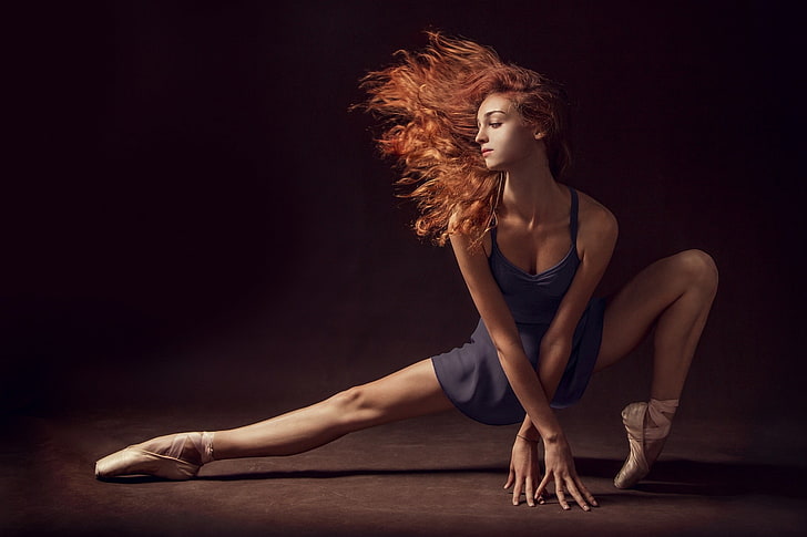 mujer, bailarina, pelirroja, piernas, modelo, Fondo de pantalla HD