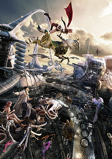 Claire Farron, Eidolon, Final Fantasy, Final Fantasy XIII, cheval, Oerba Dia Vanille, Snow Villiers, vaisseau spatial, jeux vidéo, Fond d'écran HD HD wallpaper