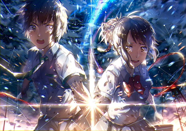 wallpaper anime boy and girl, Anime, Your Name., Kimi No Na Wa., Mitsuha Miyamizu, Taki Tachibana, Wallpaper HD