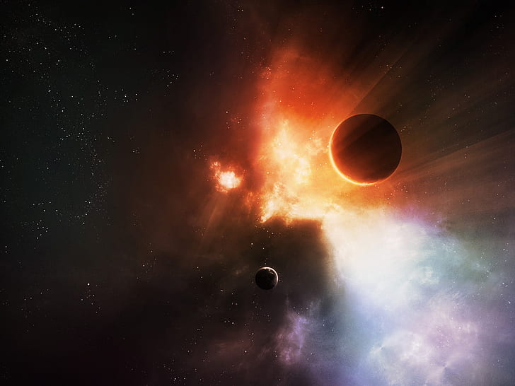 Space Planets, 2 planets on cosmos, space, planets, HD wallpaper