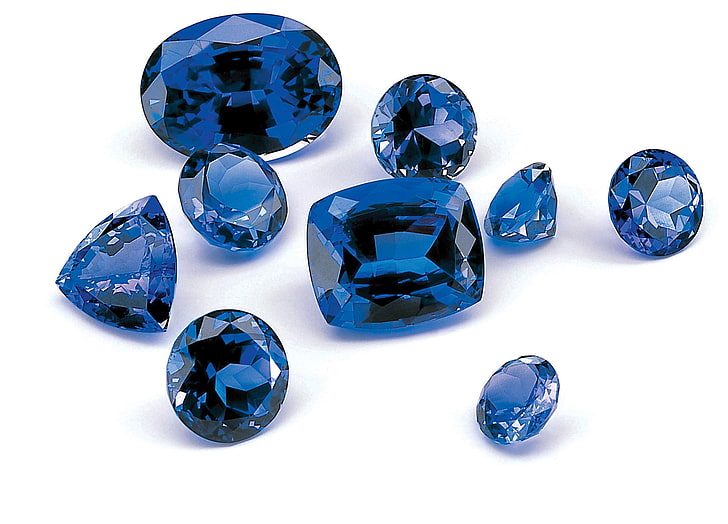 مجموعة الأحجار الكريمة الزرقاء ، الأزرق ، الأحجار الكريمة ، الياقوت، خلفية HD