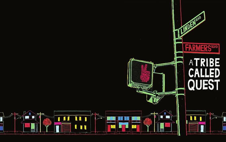 A Tribe Called Quest, música, póster de película, hip hop, neón, ciudad de Nueva York, Fondo de pantalla HD