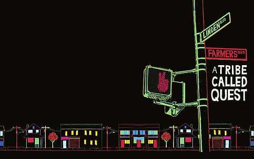 A Tribe Called Quest, musique, affiche de film, hip hop, néon, New York City, Fond d'écran HD HD wallpaper