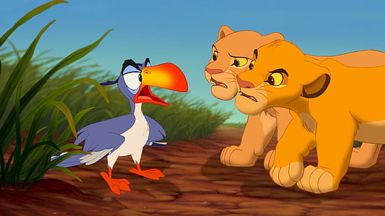 Parrot Zazu Simba and Nala Cubs The Lion Kingスクリーンショット壁紙Hd 1920×1080、 HDデスクトップの壁紙 HD wallpaper