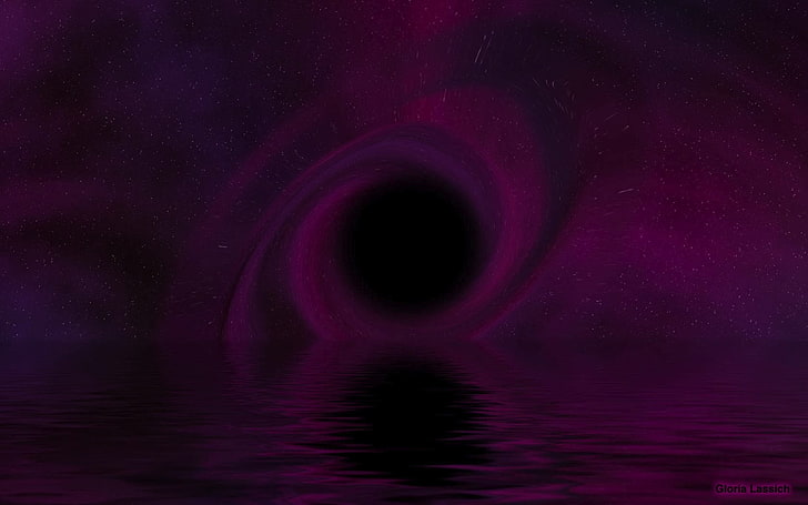white printer paper, space, abstract, black holes, reflection, water, space art, digital art, HD wallpaper