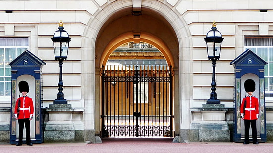 Palaces, Buckingham Palace, Building, Gate, Guard, Lamp Post, London, Palace Of Westminster, HD wallpaper HD wallpaper