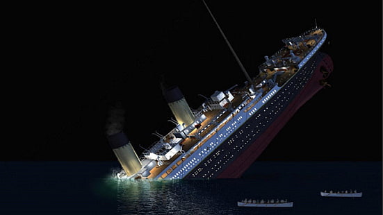 kapal, malam, laut, tenggelam, titanic, tenggelam, kegelapan, Wallpaper HD HD wallpaper