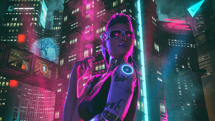 synthwave ، cyberpunk ، عمل فني ، مستقبلي ، David Legnon، خلفية HD