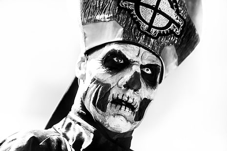 mężczyzna z tapetą z makijażem czaszki, Ghost B.C., Papa Emeritus, muzyk, Tapety HD HD wallpaper