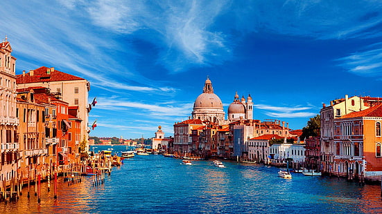 Гранд-канал, Венеция, Италия, Европа, канал, городской пейзаж, архитектура, HD обои HD wallpaper