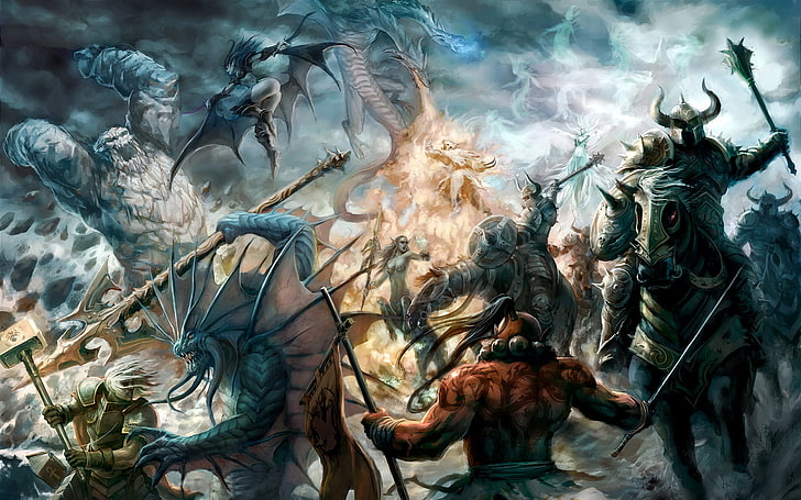 Monstruo con ilustración de espada, Dota 2, videojuegos, arte de fantasía, Fondo de pantalla HD