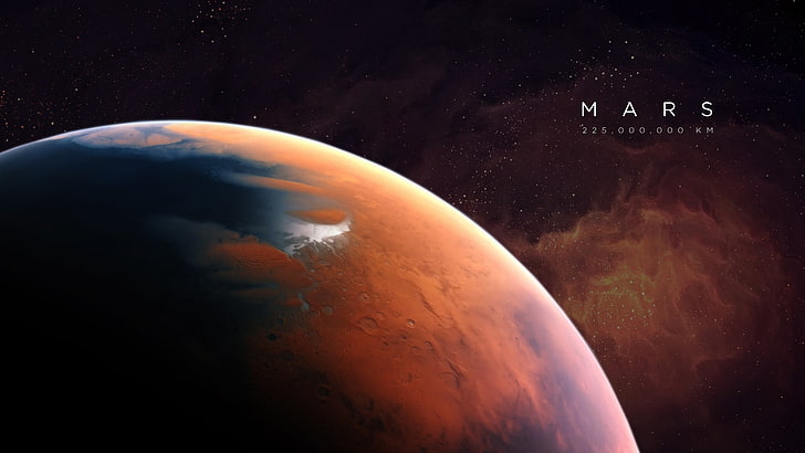Марс цифровые обои, Марс, космос, вселенная, произведение искусства, планета, космическое искусство, HD обои