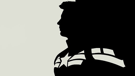 Sfondo di Capitan America, Capitan America: The Winter Soldier, vettore, Capitan America, Chris Evans, minimalismo, profilo, grafica, Sfondo HD HD wallpaper
