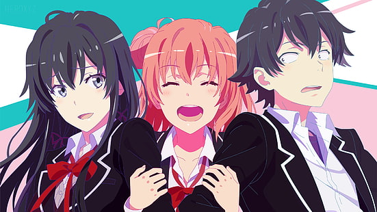 Oregairu ، Anime ، My Teen Romantic Comedy SNAFU ، Hachiman Hikigaya ، Yui Yuigahama ، Yukino Yukinoshita، خلفية HD HD wallpaper