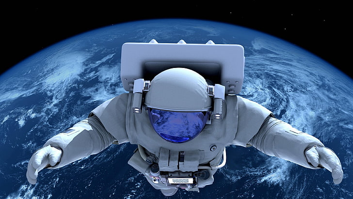 astronaute, cosmonaute, spceman, terre, planète, Fond d'écran HD