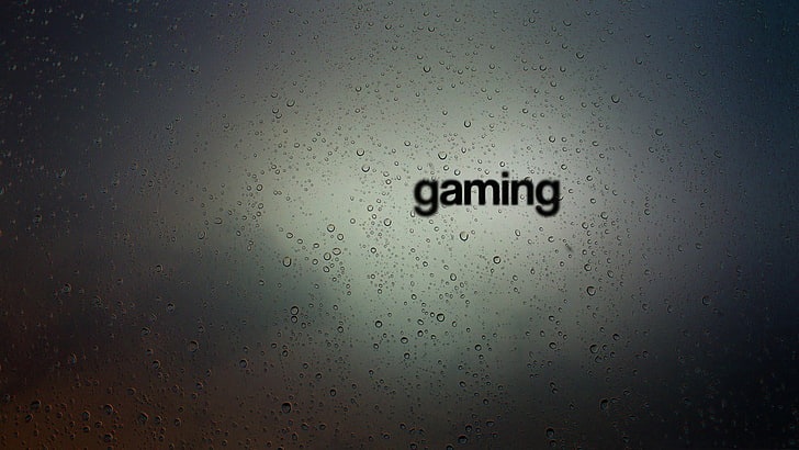 gaming text, video games, simple background, water drops, abstract, typography, PC gaming, HD wallpaper