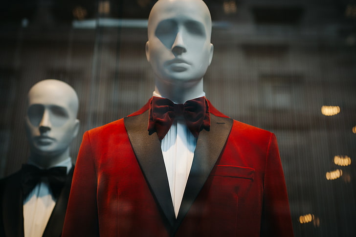 mannequin, suit, men, fashion, style, tie, jacket, HD wallpaper