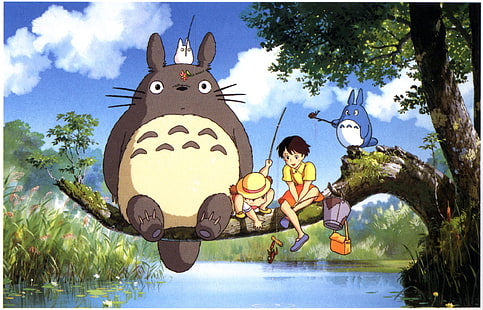 Komşum Totoro ve Ruhların Kaçışı vektör, Studio Ghibli, Totoro, Komşum Totoro, Ruhların Kaçışı, Uluların Hareketli Kalesi, Kiki Teslimat Servisi, Prenses Mononoke, anime, HD masaüstü duvar kağıdı HD wallpaper