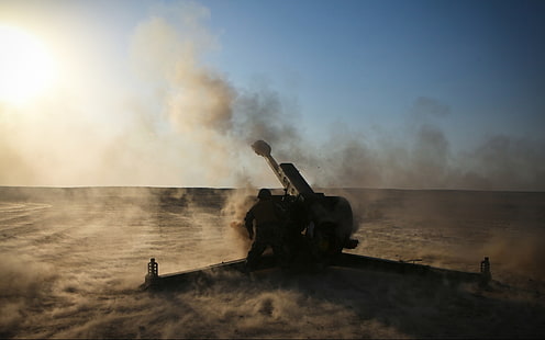 Artillerie, Kanone, Explosion, Waffen, Militär, Waffen, HD-Hintergrundbild HD wallpaper