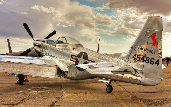 Самолет на американските ВВС 484864, северноамерикански P-51 Mustang, самолет, самолет, превозно средство, ВВС на САЩ, HD тапет