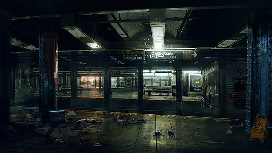 subway, underground, video games, Tom Clancy's The Division, computer game, concept art, HD wallpaper HD wallpaper