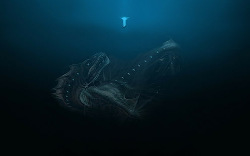 underwater deep sea sea monsters, HD wallpaper HD wallpaper