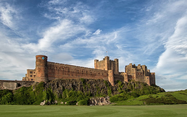 himlen, slott, Skottland, Bamburgh Castle, HD tapet