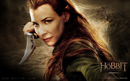 Lo sfondo di Hobbit, elfo, pugnale, Evangeline Lilly, The Hobbit, Mirkwood, Murkwood, Tauriel, The Hobbit: The Desolation Of Smaug, Sfondo HD HD wallpaper
