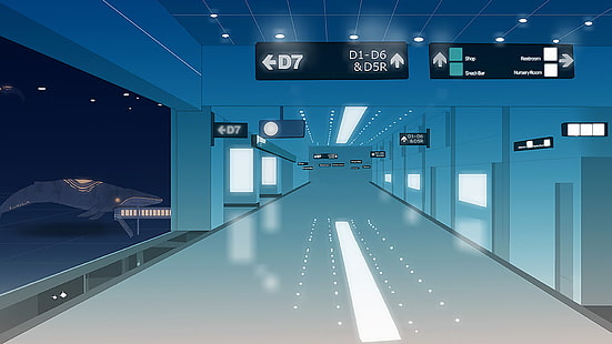летище коридор кит сюрреалистичен, HD тапет HD wallpaper