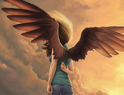 angel painting, angel, wings, HD wallpaper HD wallpaper